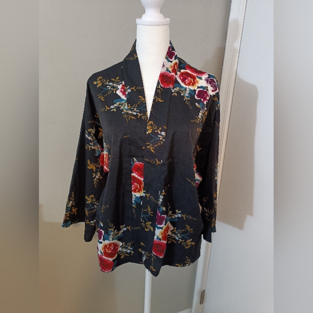 Floral Kimono, Black